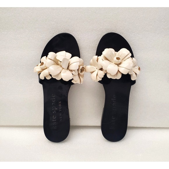 kate spade new york Shoes - Kate Spade New York  Jaylee Flower Black Cream Slide Sandals Size 6